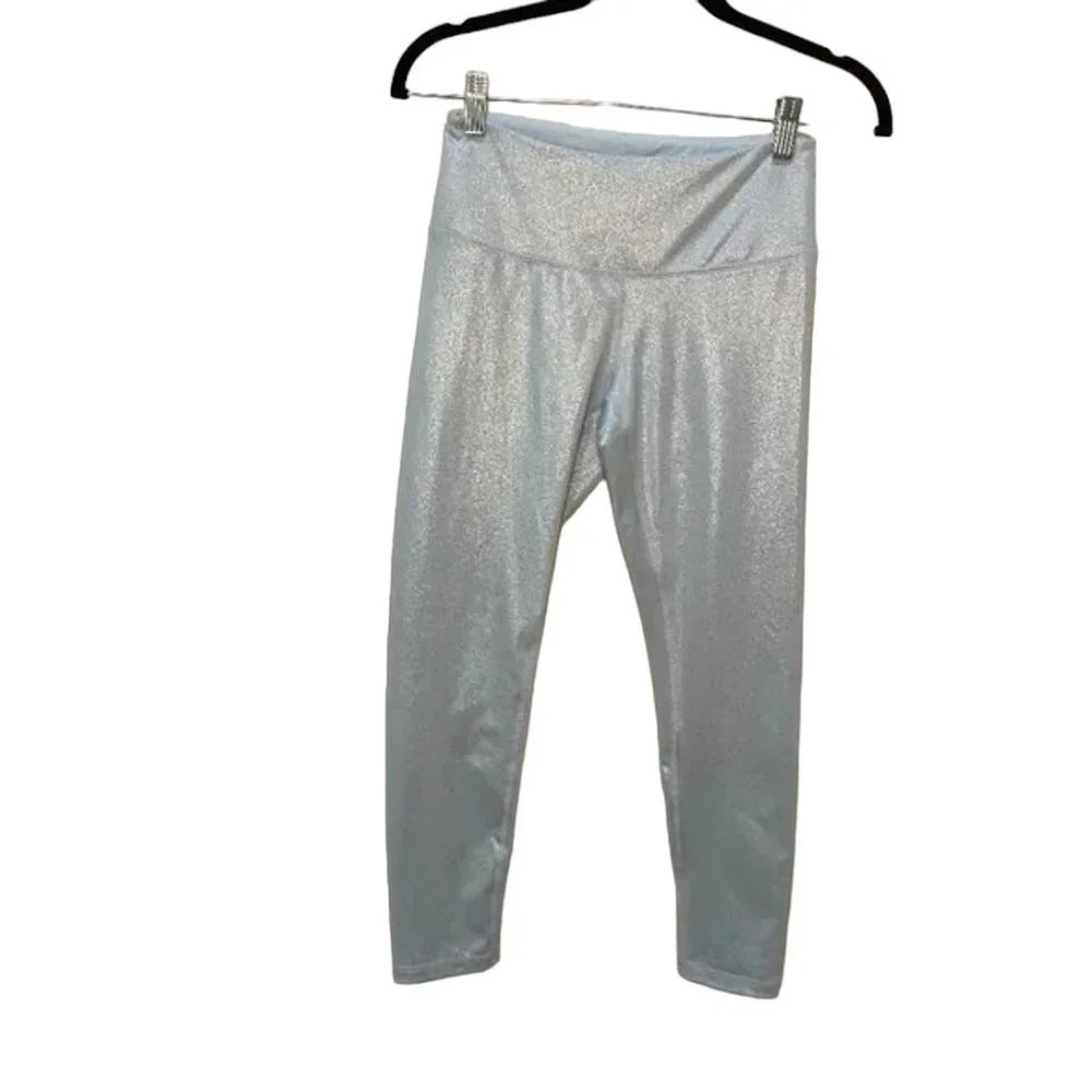 ZELLA Sparkle Shine Light Blue Crop Leggings - small